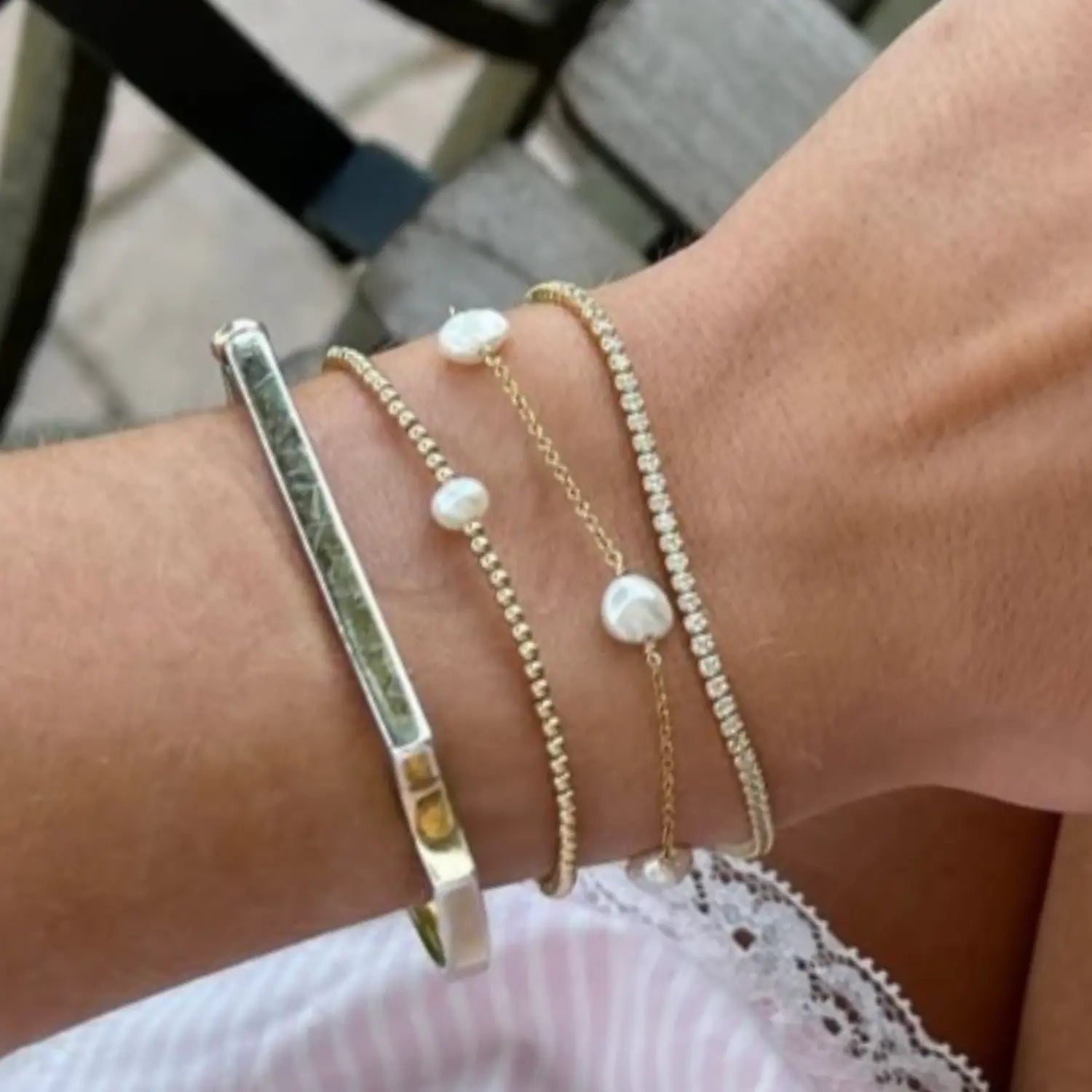 Gold-Tone Crystal-Style Tennis Bracelet