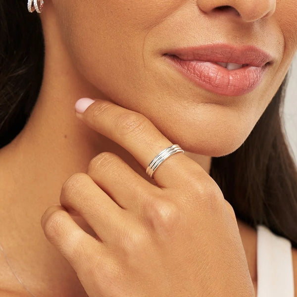 Silver Thick Triple Band Ring