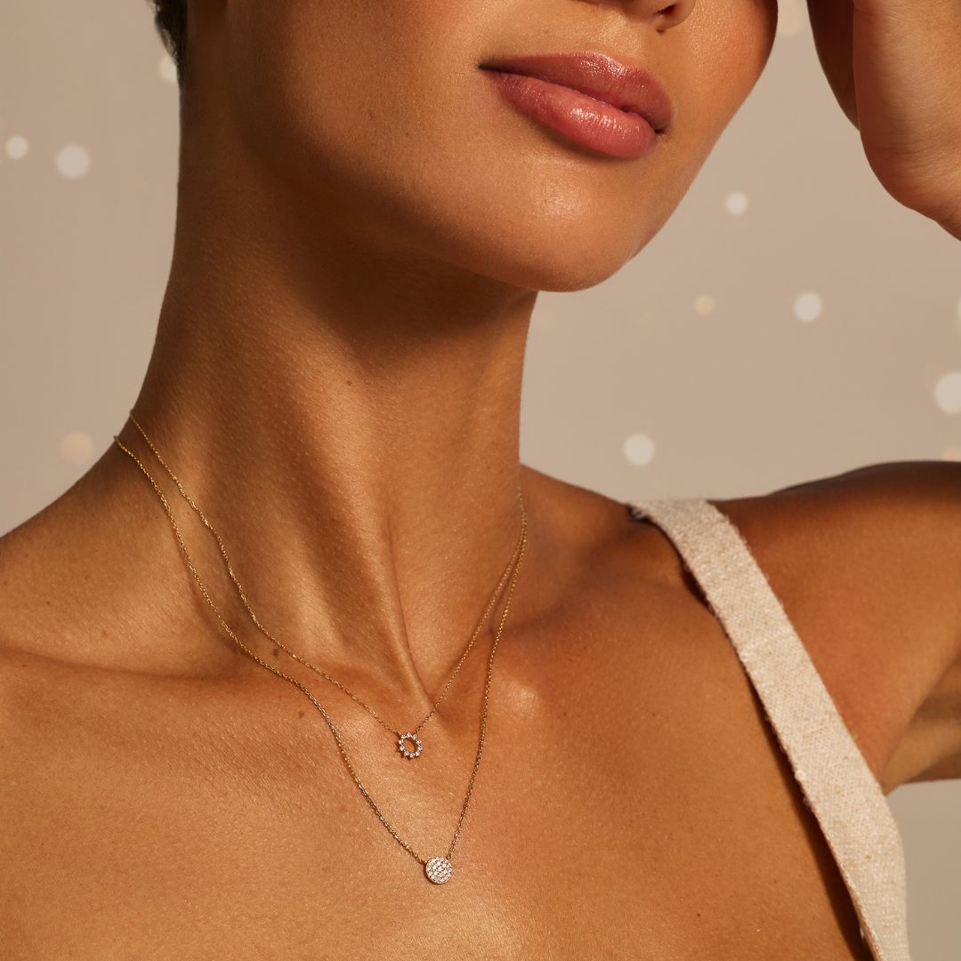 Gold-Tone Crystal-Style Cluster Circle Necklace