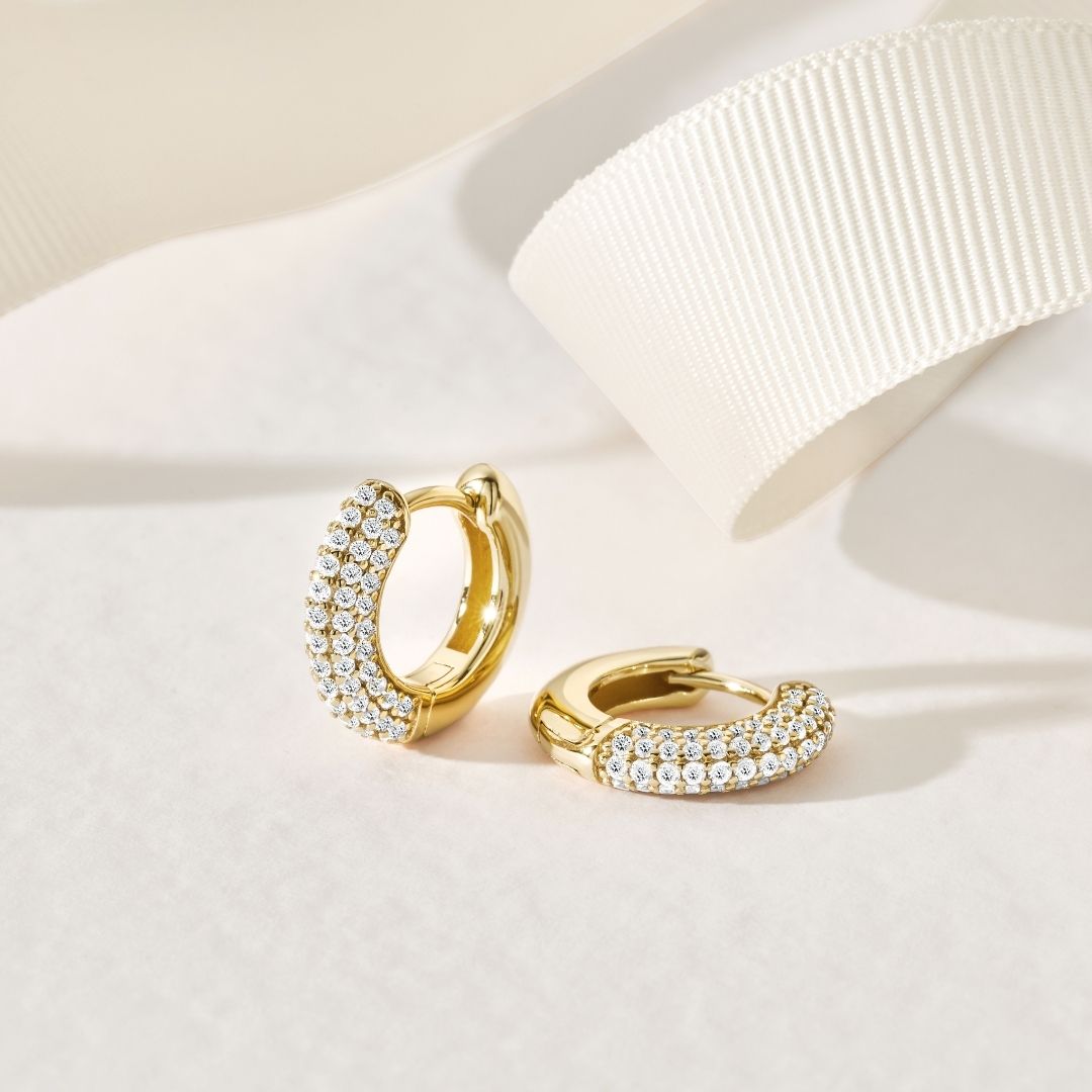 Gold-Tone Crystal-Style Chunky Cluster Hoop Earrings