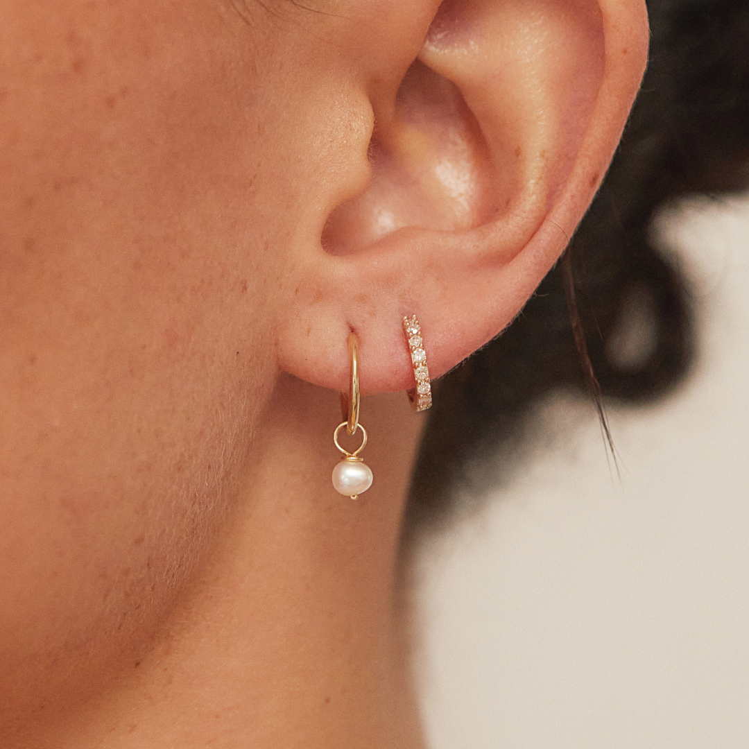 Gold-Tone Crystal-Style Huggie Hoop Earrings
