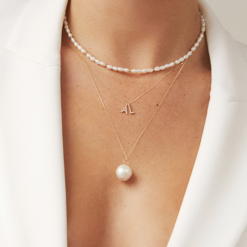 Gold Extra Large Baroque Pearl Necklace