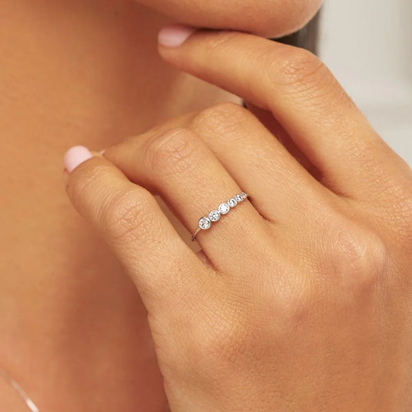 Silver Graduated Diamond Style Stacking Ring