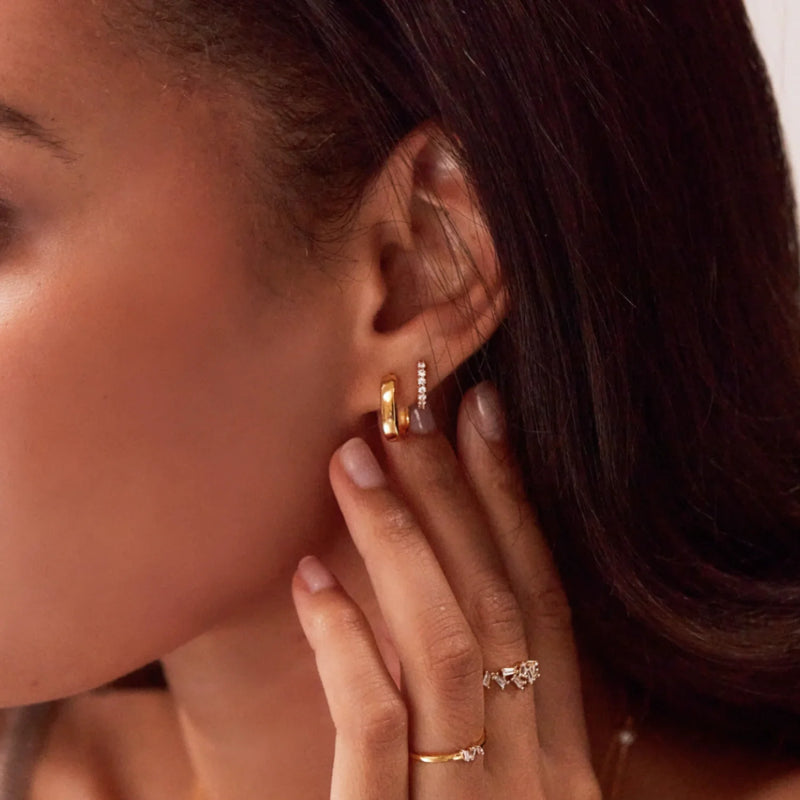 Gold Diamond Style Huggie Hoop Earrings