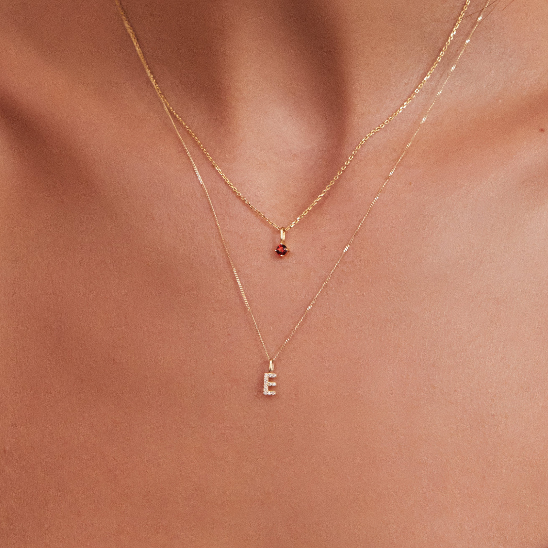 Gold-Tone Crystal-Style Initial Letter Necklace