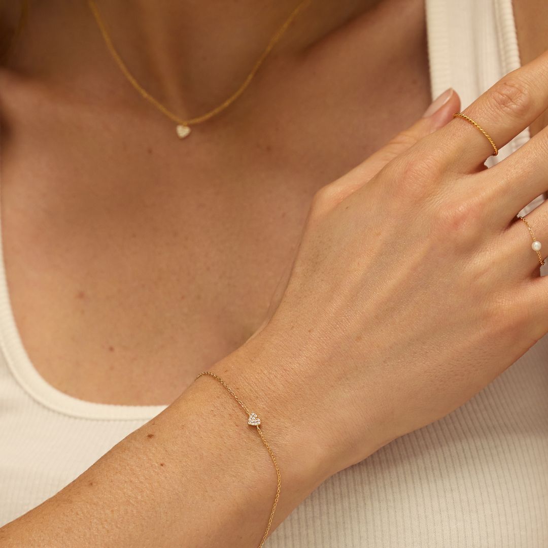 Gold-Tone Crystal-Style Cluster Heart Bracelet