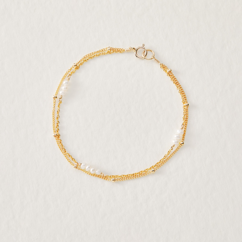Gold Layered Satellite Mini Pearl Bracelet