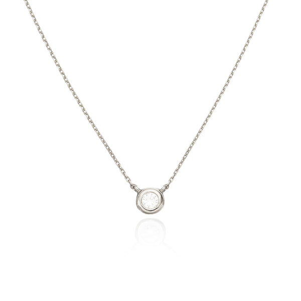 Solid White Gold Floating Diamond Necklace