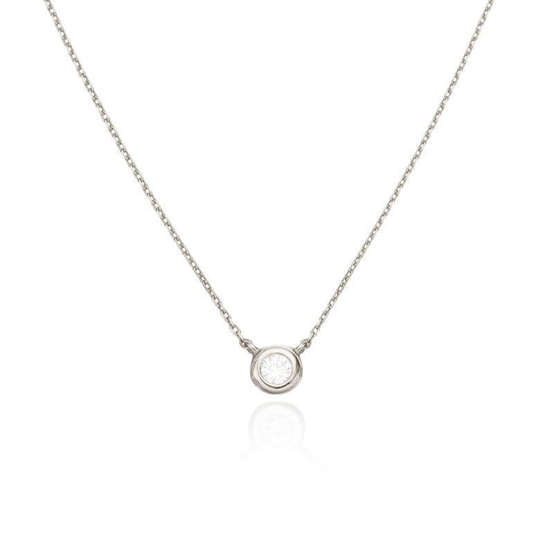 Solid White Gold Floating Diamond Necklace