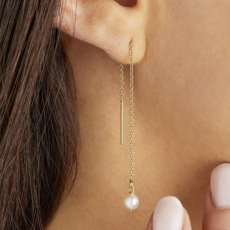 Rose Gold Pearl Drop Ear Threaders