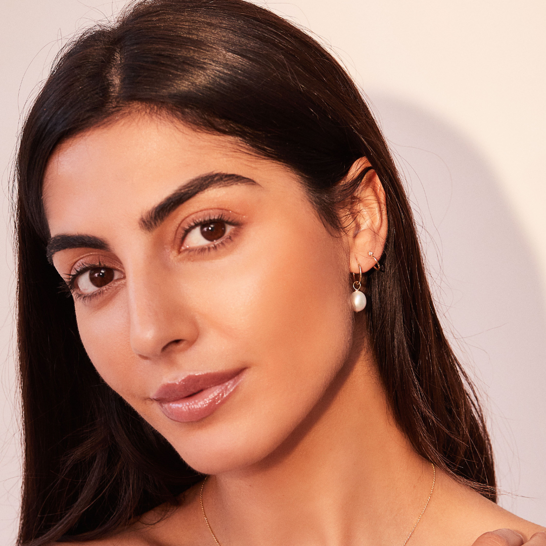 White Gold-Tone Crystal-Style Lobe Hoop Stud Earrings
