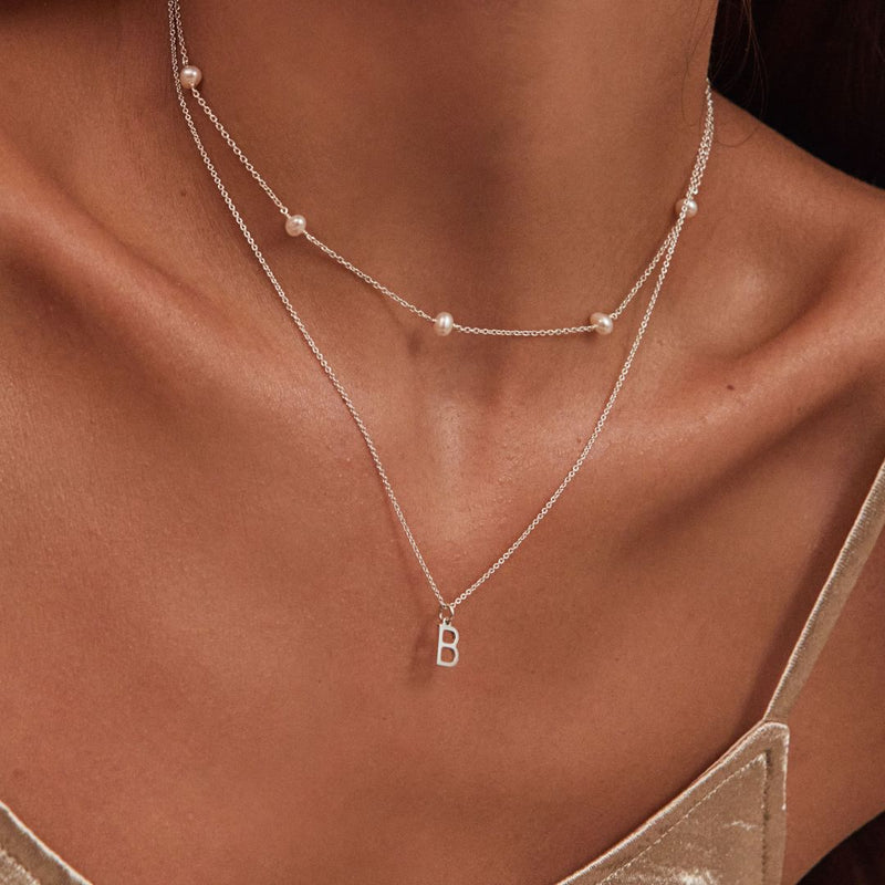 Solid White Gold Ten Pearl Choker