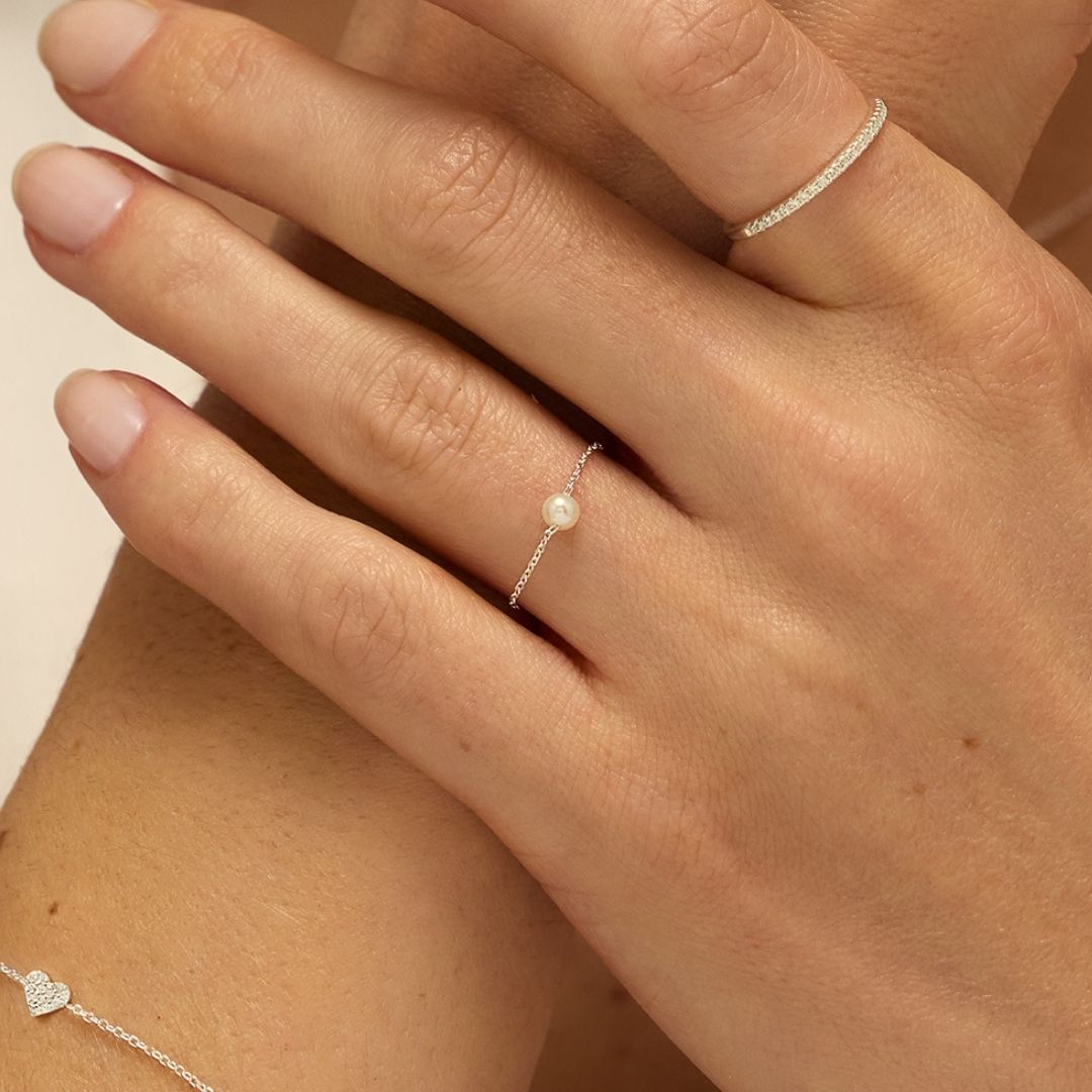 Silver-Tone Crystal-Style Half Eternity Ring