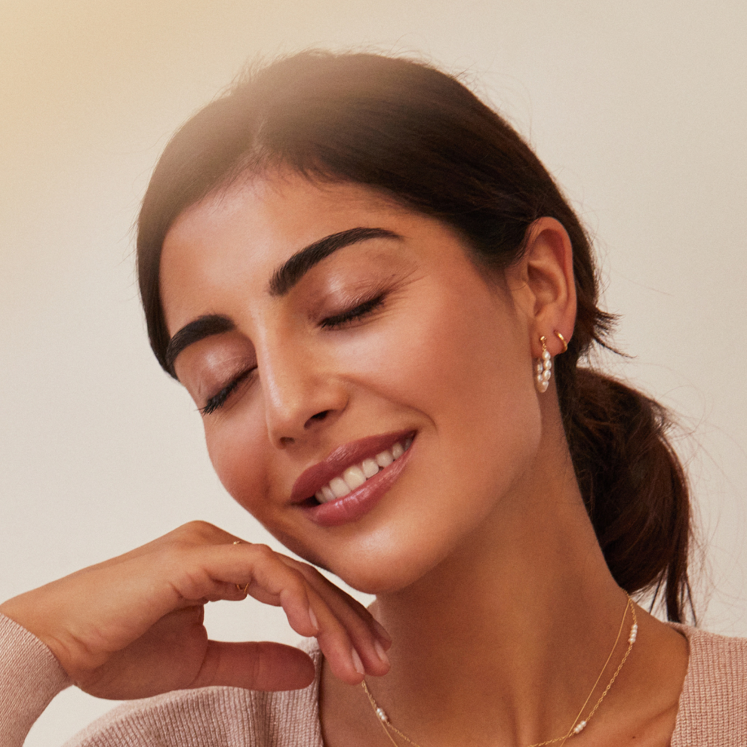 White Gold-Tone Pearl-Style Hoop Earrings