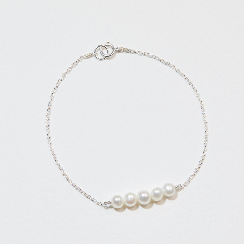 Solid White Gold Pearl Cluster Bracelet