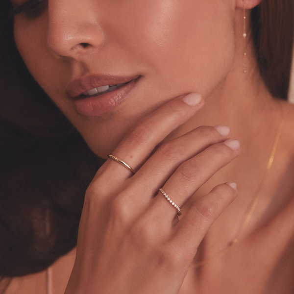 Silver Diamond Style Wave Ring