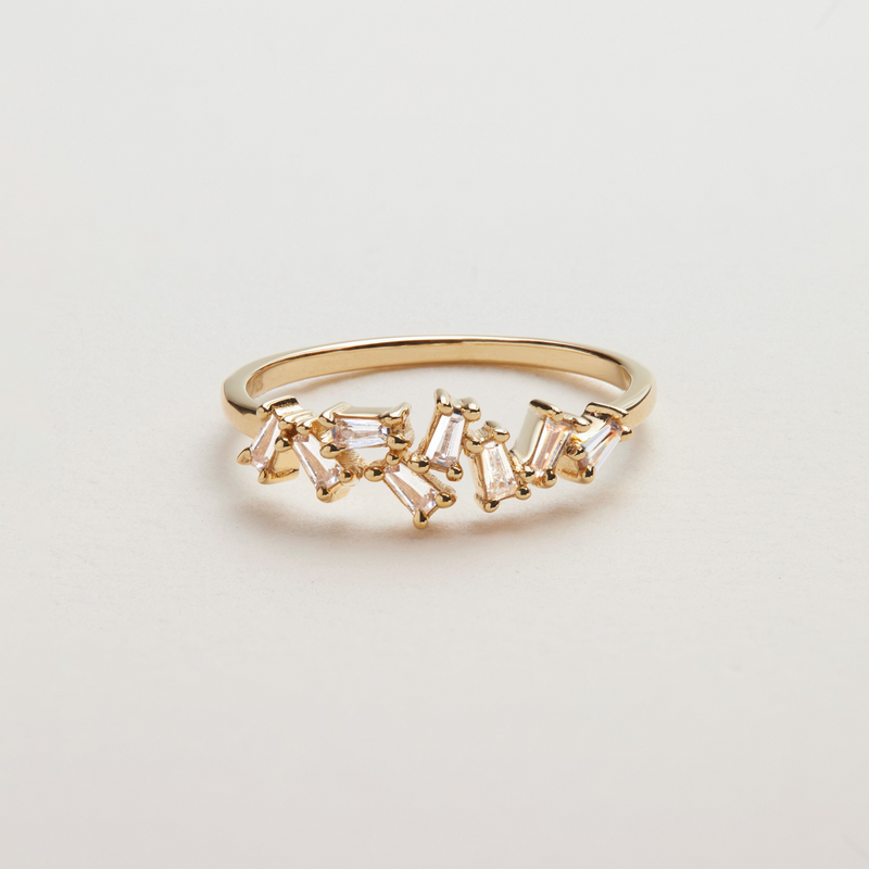 Gold Diamond Style Baguette Ring