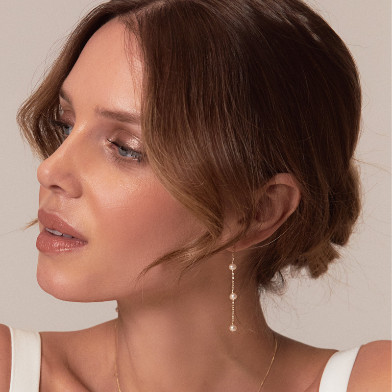 Silver Four Pearl Drop Earrings