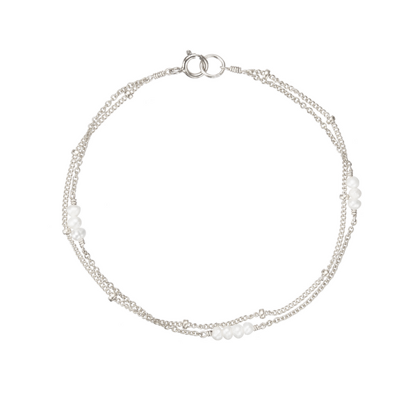 Silver Layered Satellite Mini Pearl Bracelet