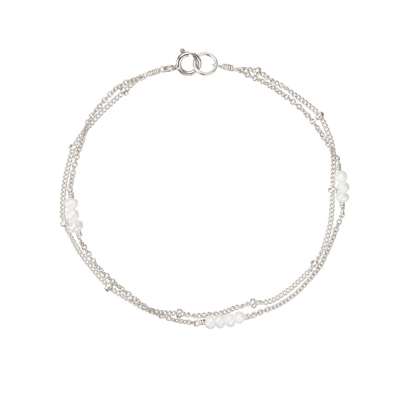 Silver Layered Satellite Mini Pearl Bracelet