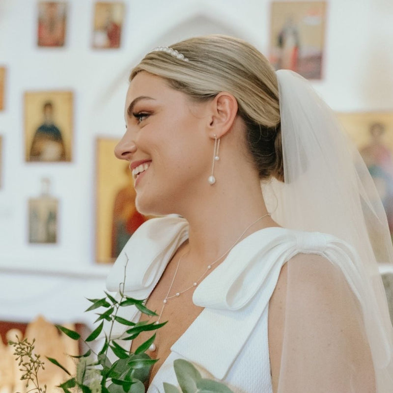 Silver Seed Pearl Lariat Necklace