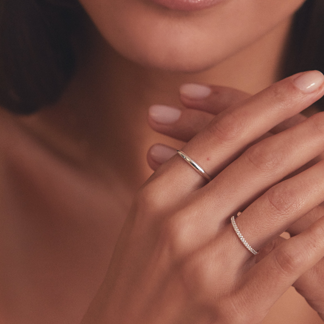 Silver-Tone Mini Dome Ring