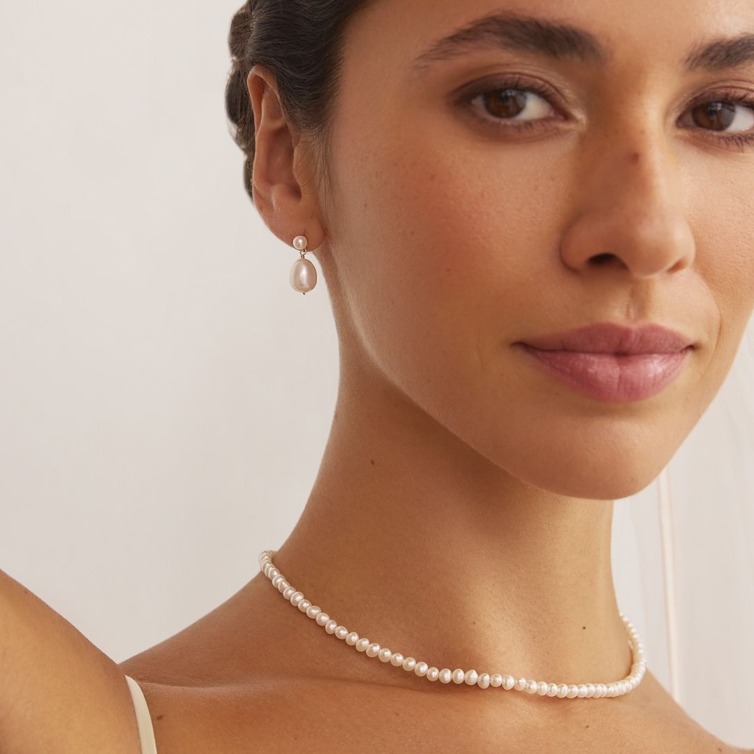 Silver-Tone Pearl-Style Choker Necklace