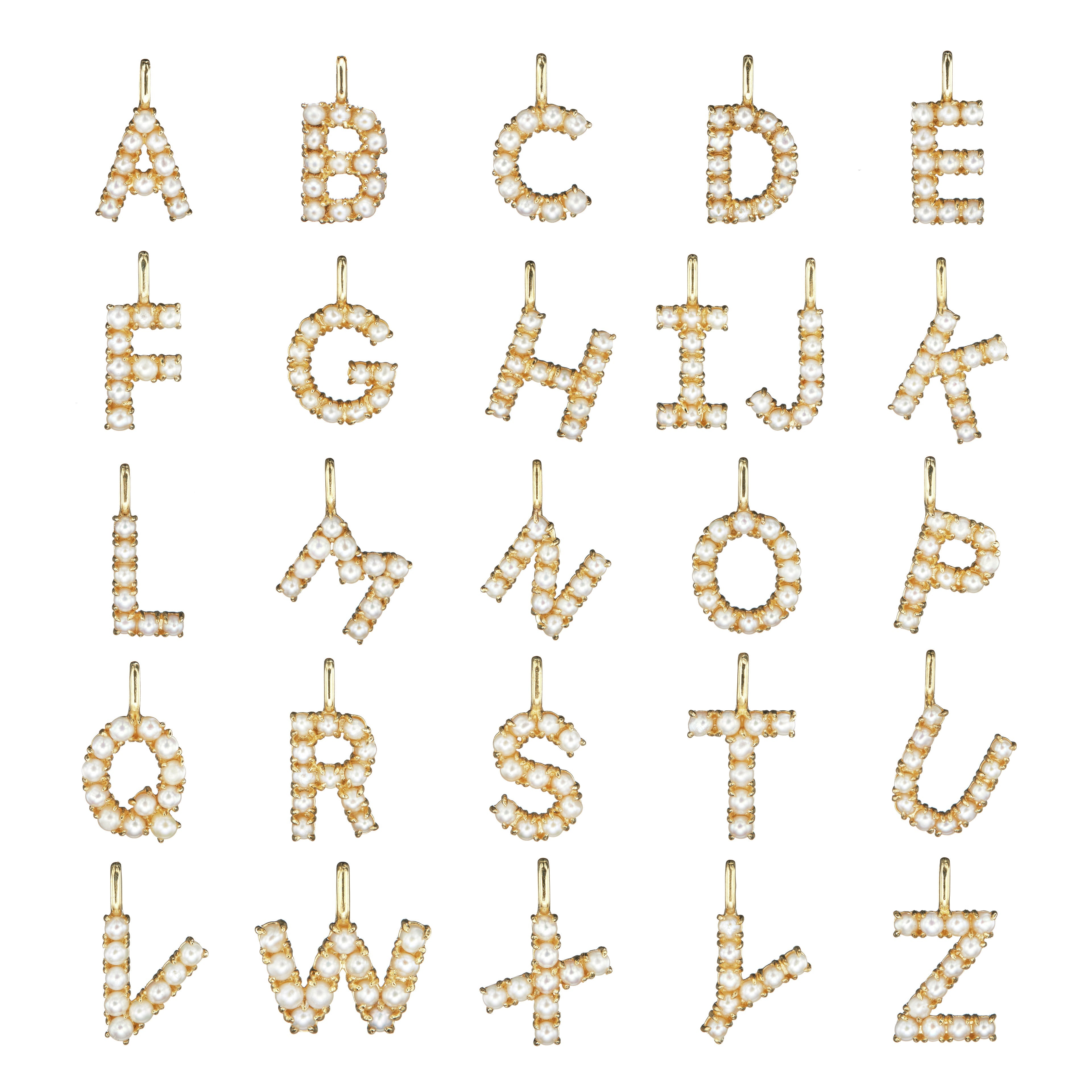 Gold-Tone Pearl-Style Initial Letter Necklace