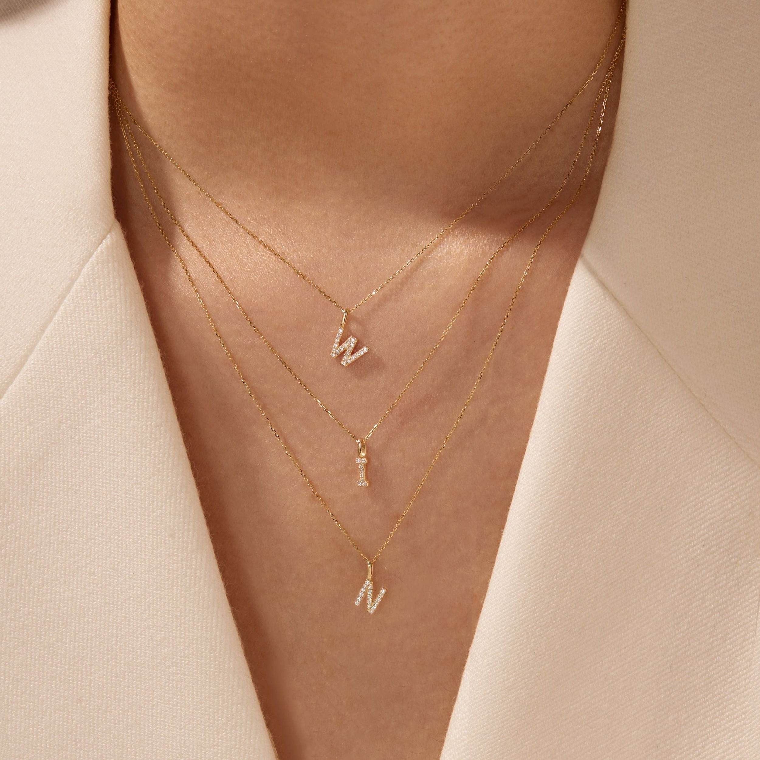 Gold-Tone Crystal-Style Initial Letter Necklace