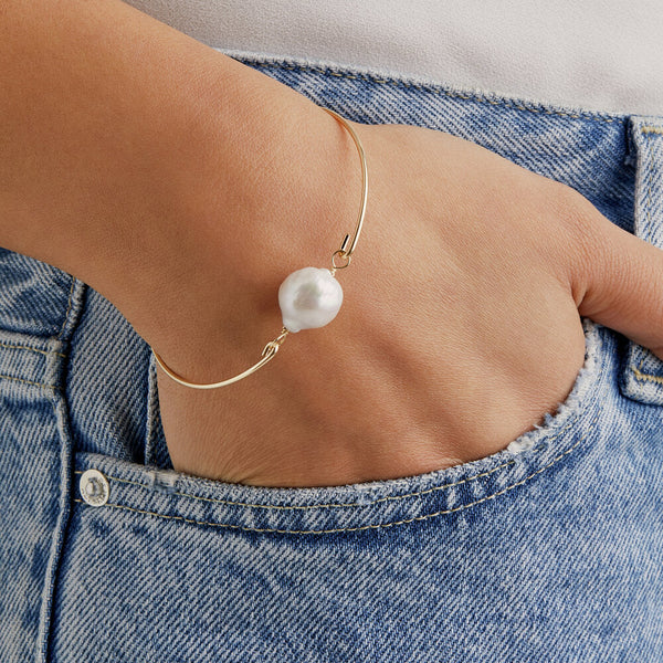 Gold Baroque Pearl Bangle