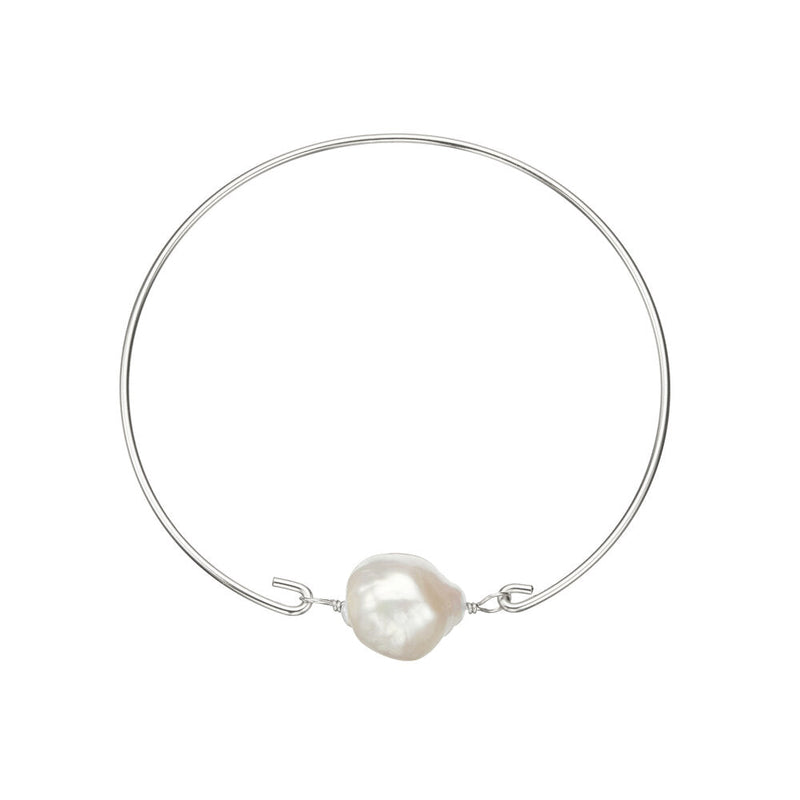 Silver Baroque Pearl Bangle
