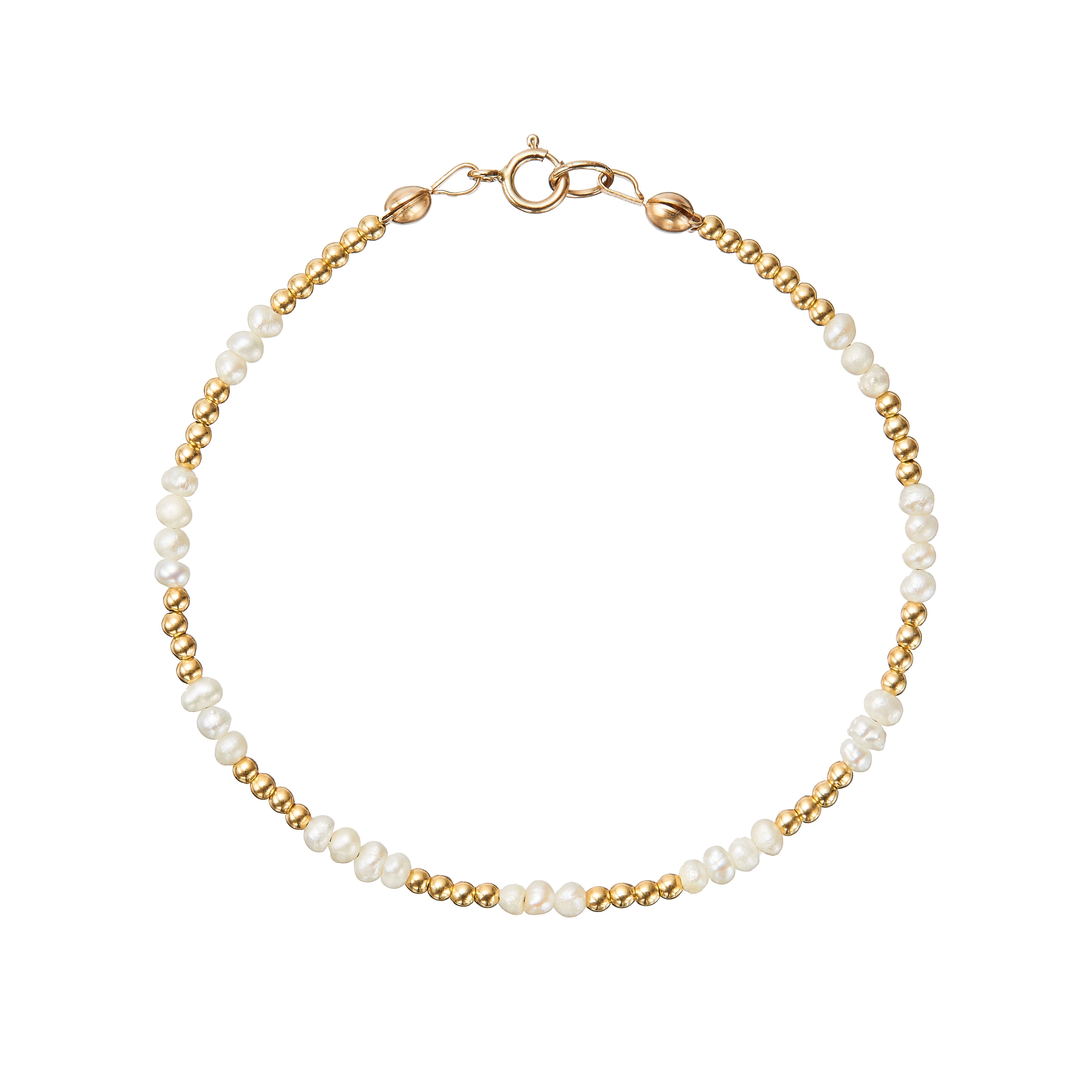 Gold Beaded Mini Pearl Bracelet