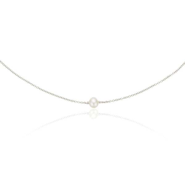 Silver Single Pearl Choker
