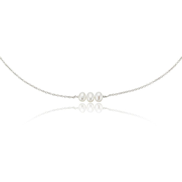 Solid White Gold Pearl Cluster Choker
