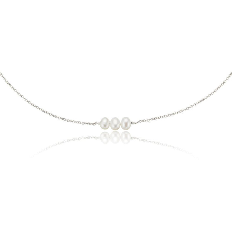 Solid White Gold Pearl Cluster Choker