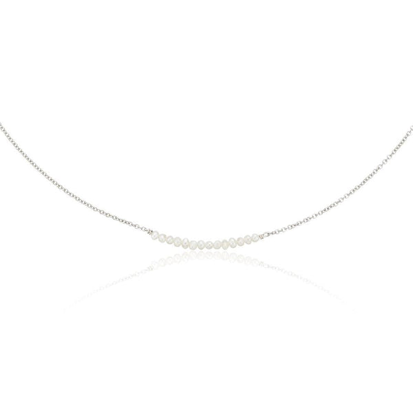 Solid White Gold Small Pearl Cluster Choker