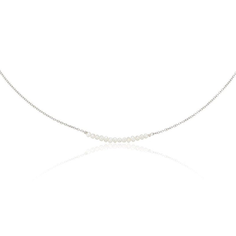 Solid White Gold Small Pearl Cluster Choker