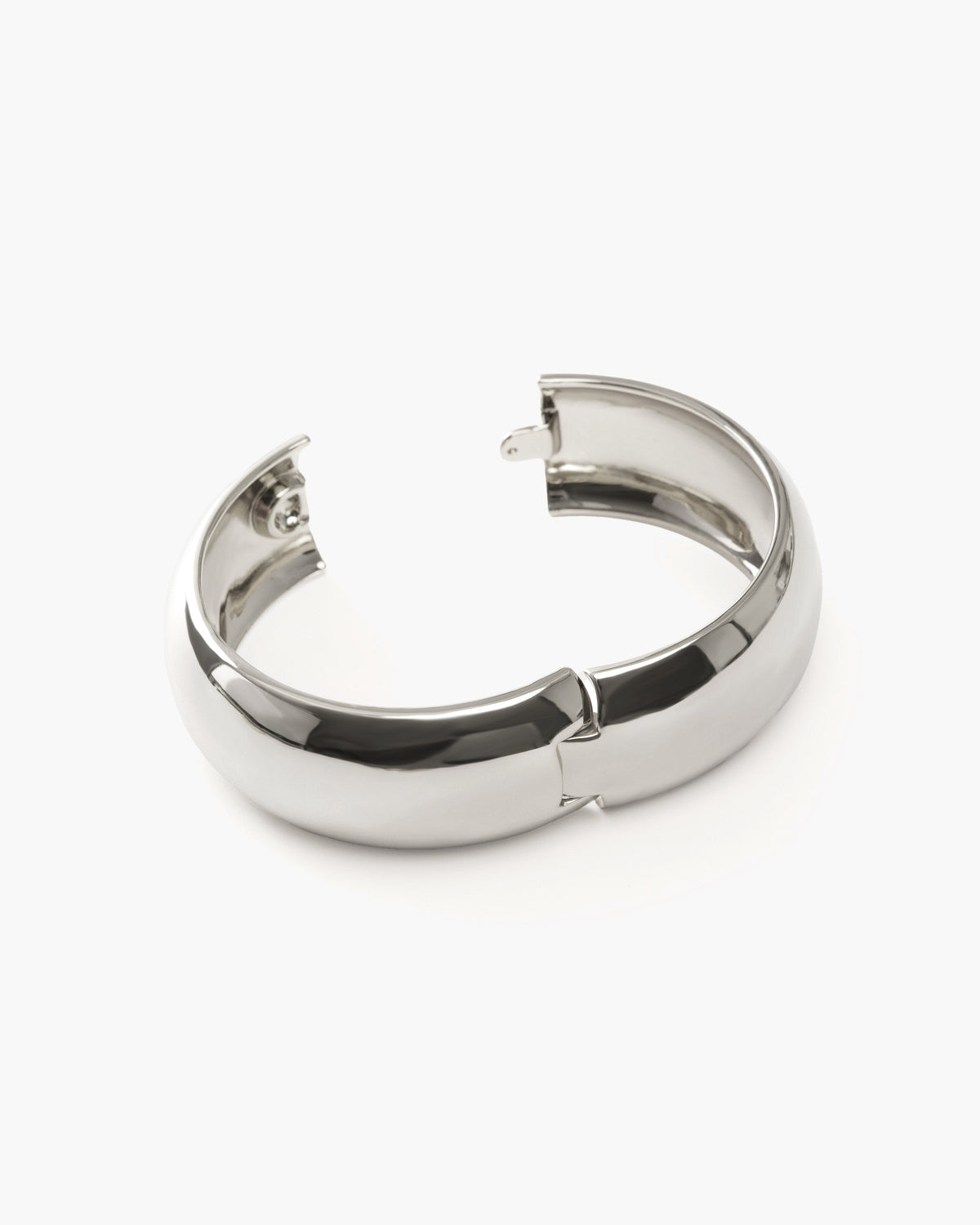 Chunky Hinged Bangle Bracelet, Silver-Tone