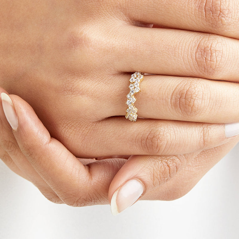 Silver Diamond Style Cluster Ring