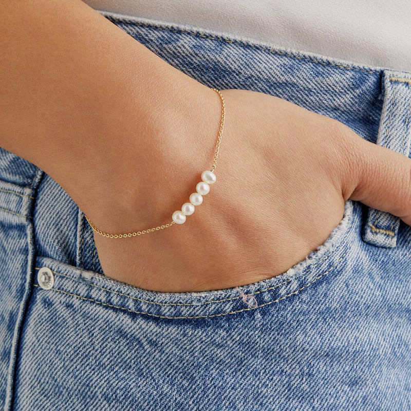 Gold Pearl Cluster Bracelet