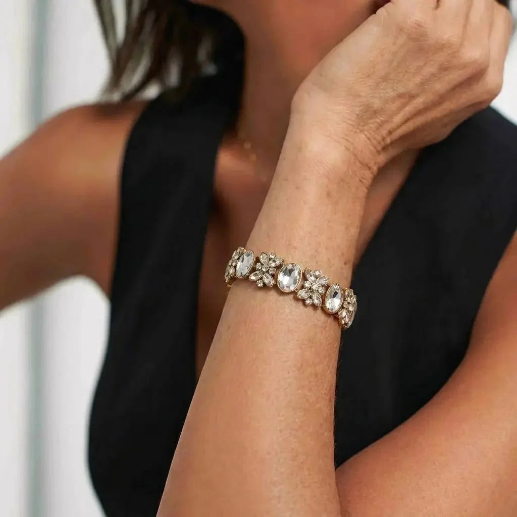 Crystal Garden Crystal-Style Statement Bracelet in Gold-Tone