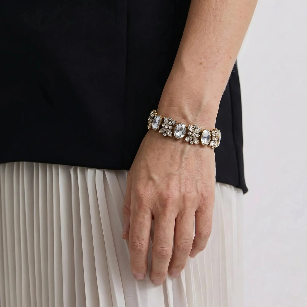 Crystal Garden Crystal-Style Statement Bracelet in Gold-Tone