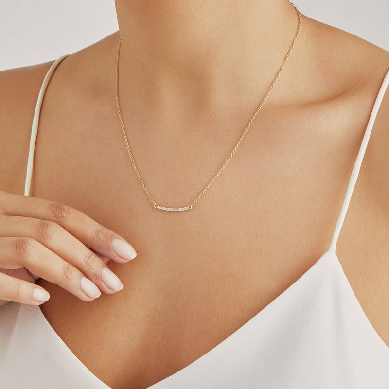 Gold Diamond Style Bar Necklace