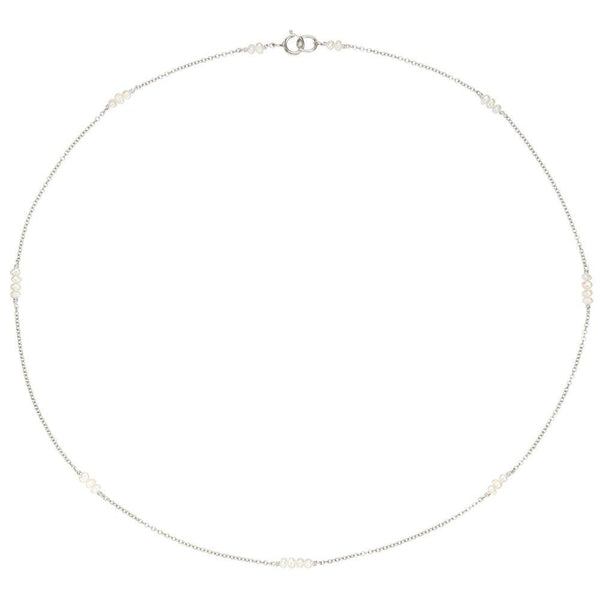 Solid White Gold Mini Pearl Choker