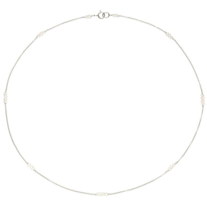Solid White Gold Mini Pearl Choker