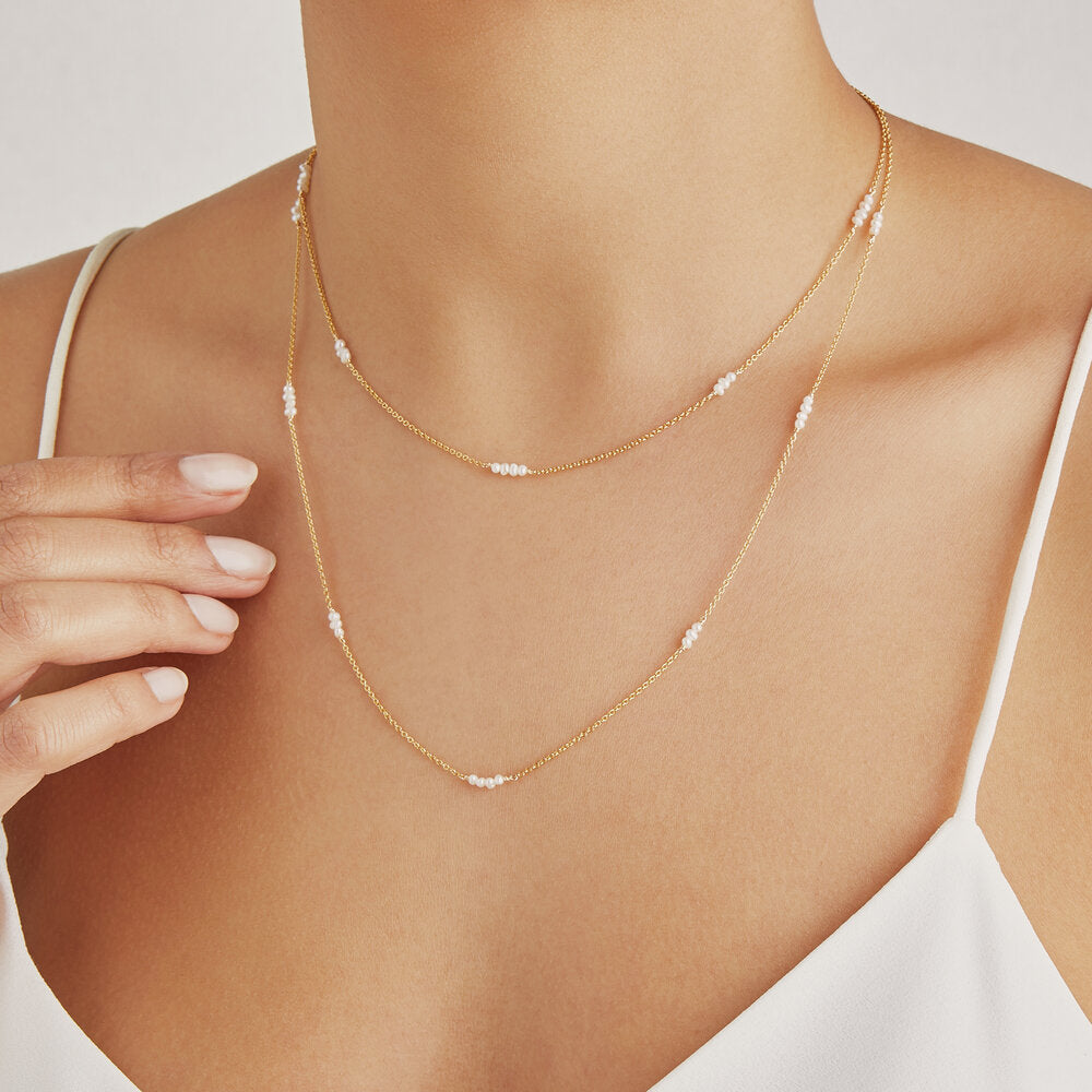 Gold Layered Mini Pearl Necklace