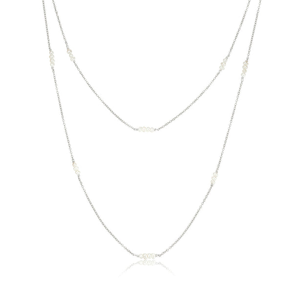 Silver Layered Mini Pearl Necklace