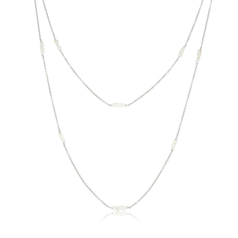 Silver Layered Mini Pearl Necklace