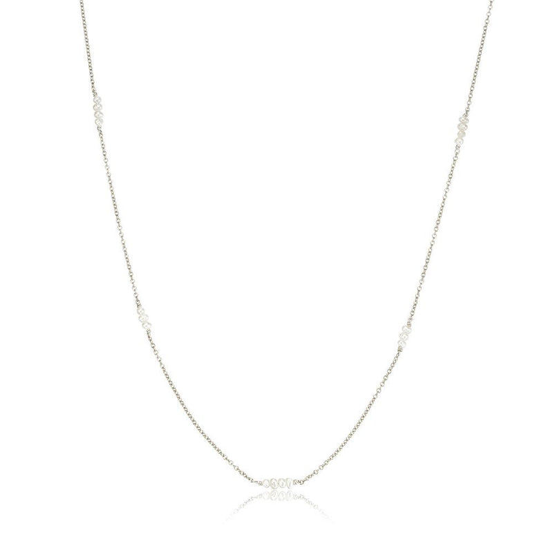 Solid White Gold Mini Pearl Necklace