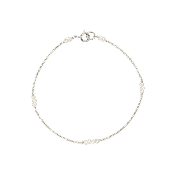 Solid White Gold Mini Pearl Bracelet